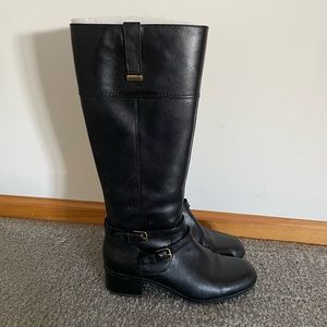 Black leather boots